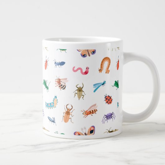 Cute Colorful Insect Pattern Grote Koffiekop (Rechts)