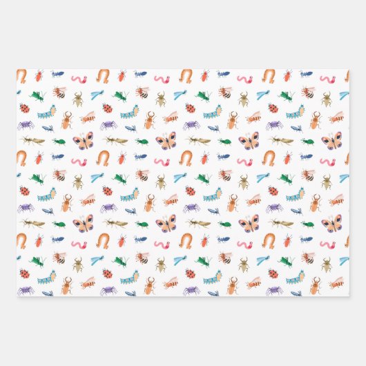 Cute Colorful Insect Pattern Inpakpapier Vel (Voorkant 2)