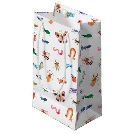 Cute Colorful Insect Pattern Klein Cadeauzakje (Voorkant Gekanteld)