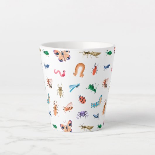 Cute Colorful Insect Pattern Latte Mok (Voorkant)