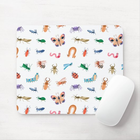 Cute Colorful Insect Pattern Muismat (Met muis)