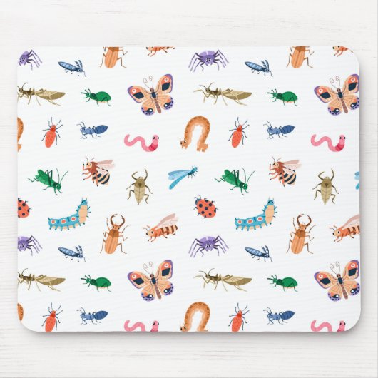 Cute Colorful Insect Pattern Muismat (Voorkant)