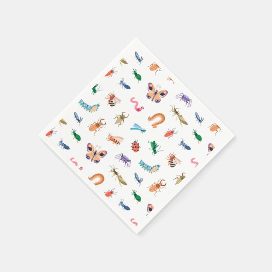 Cute Colorful Insect Pattern Servet (Hoek)
