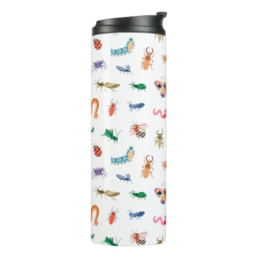 Cute Colorful Insect Pattern Thermosbeker (Gedraaid links)