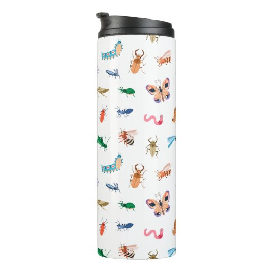 Cute Colorful Insect Pattern Thermosbeker (Geroteerd rechts)