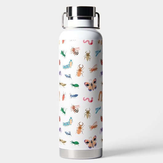 Cute Colorful Insect Pattern Waterfles (Achterkant)