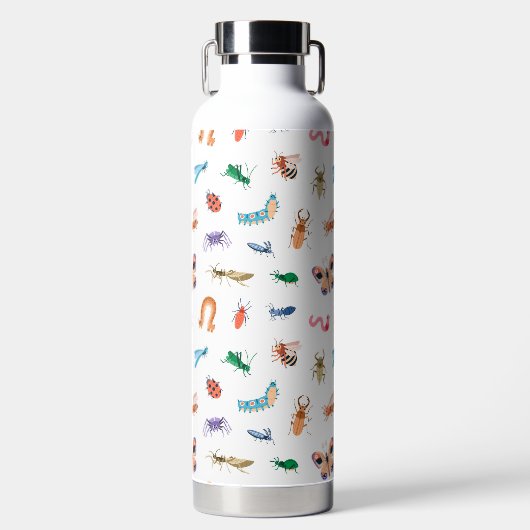 Cute Colorful Insect Pattern Waterfles (Voorkant)