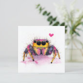 Cute Colorful Jumping Spider Greeting Card Feestdagenkaart (Staand voorkant)