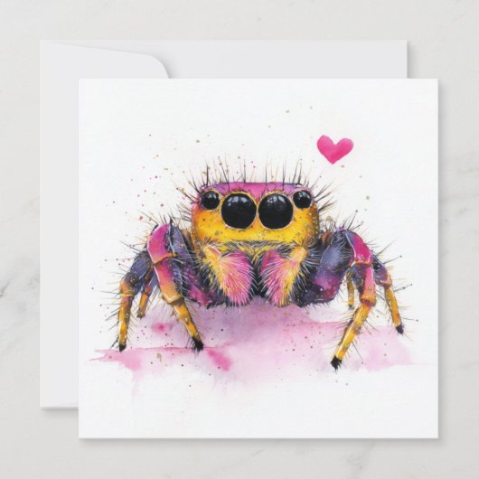 Cute Colorful Jumping Spider Greeting Card Feestdagenkaart (Voorkant)