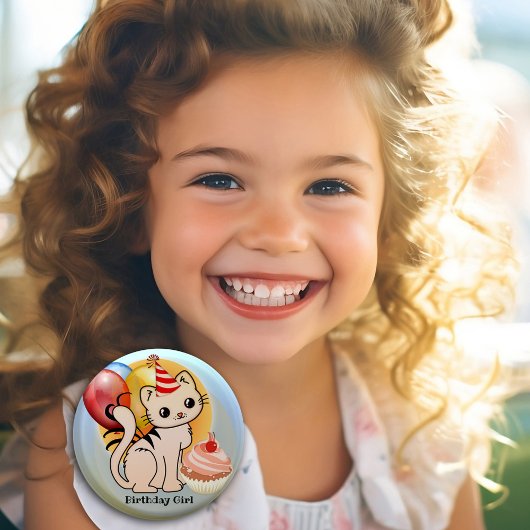Cute Colorful Kat Birthday Button