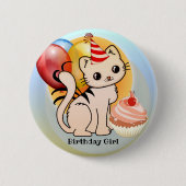 Cute Colorful Kat Birthday Button (Voorkant)