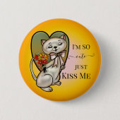 Cute Colorful Kat Heart Button (Voorkant)