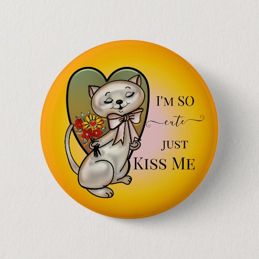 Cute Colorful Kat Heart Button (Voorkant)