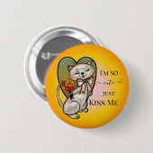 Cute Colorful Kat Heart Button (Voorkant /achterkant)