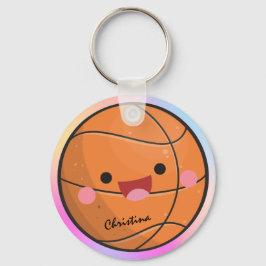 Cute Colorful Kawaii Basketball Ball Player's Name Sleutelhanger