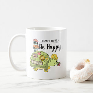 Cute Colorful Kawaii Tortoise Cartoon be Happy Koffiemok