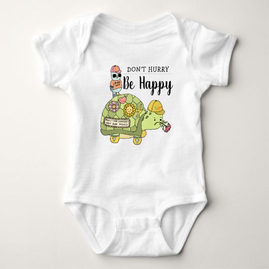 Cute Colorful Kawaii Tortoise Cartoon be Happy Romper (Voorkant)