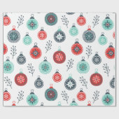 Cute Colorful Kerstballen Patroon Cadeaupapier (Vlak)