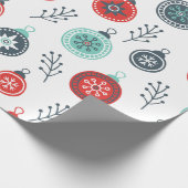 Cute Colorful Kerstballen Patroon Cadeaupapier (Hoek)