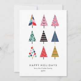 Cute Colorful Kerstbomen Collectie Feestdagenkaart