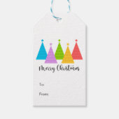 Cute Colorful Kerstbomen Kraft Cadeaulabel (Voorkant)