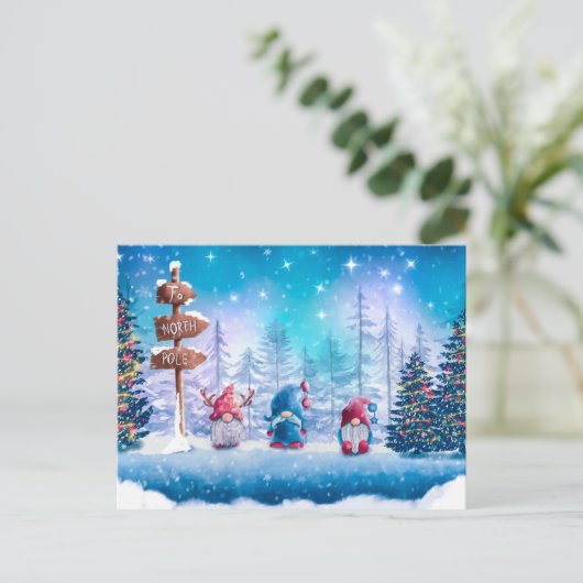 Cute Colorful Kerstgnomen Holiday Briefkaart (Staand voorkant)