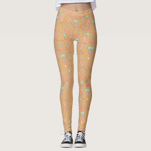 Cute Colorful Kerstkerst-ontbijtpatroon Leggings (Voorkant)