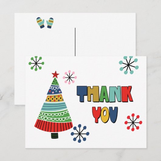 Cute Colorful Kerstmis Dank u Briefkaart (Voorkant / Achterkant)