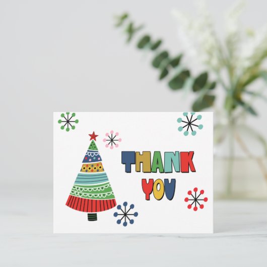 Cute Colorful Kerstmis Dank u Briefkaart (Staand voorkant)