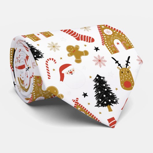 Cute Colorful-kerstpatroon Stropdas (Opgerold)