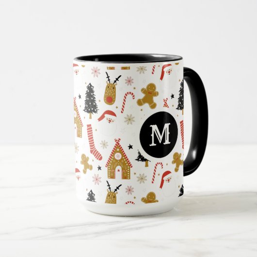 Cute Colorful KerstSymbols Patroon Mok (Voorkant rechts)