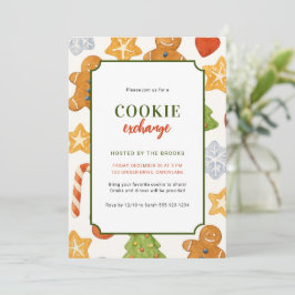 Cute Colorful Kids Christmas Cookie Exchange Party Kaart