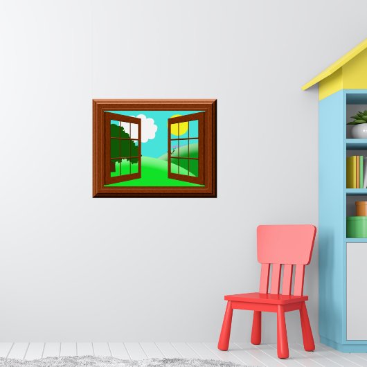 Cute Colorful Kinder Cartoon Window Uitzicht Poste Poster (Kinderkamer 1)