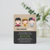 Cute Colorful Kinder Halloween Party Invitations Kaart (Staand voorkant)