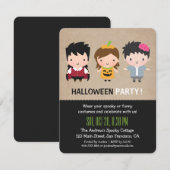 Cute Colorful Kinder Halloween Party Invitations Kaart (Voorkant / Achterkant)
