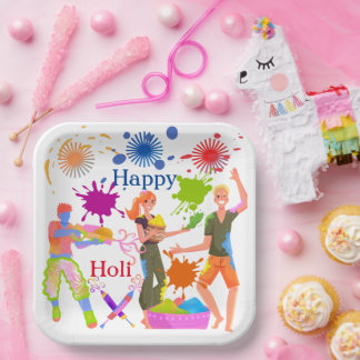 Cute Colorful kinder playing Holi Party Papieren Bordje