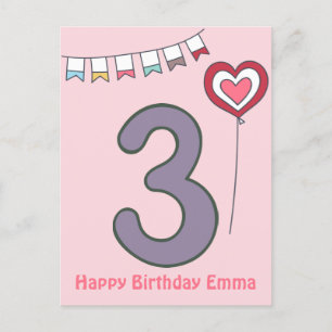 Cute Colorful Kinderen 3rd Birthday Briefkaart
