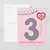 Cute Colorful Kinderen 3rd Birthday Briefkaart (Voorkant / Achterkant)
