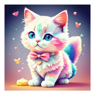 Cute Colorful Kitten Foto Afdruk