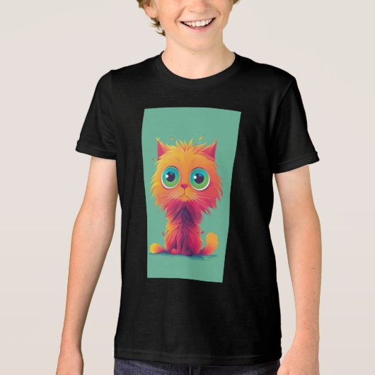 Cute Colorful Kitten Illustration – Kids T-Shirt | (Voorkant)