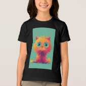 Cute Colorful Kitten Illustration – Kids T-Shirt | (Voorkant)