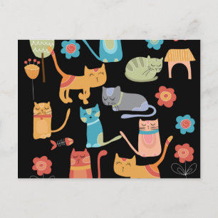 Cute Colorful Kitty Cats Gifts for Cat Lovers Briefkaart