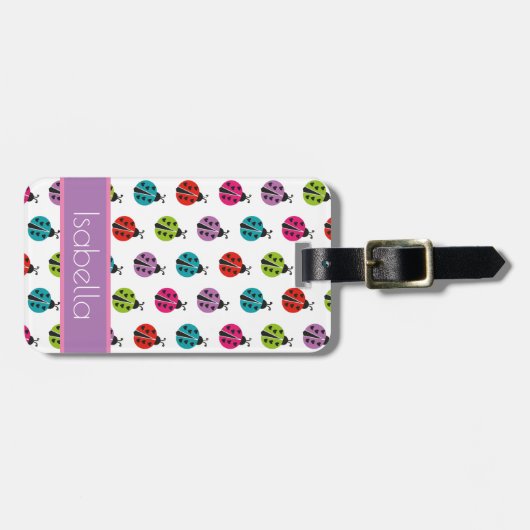 Cute Colorful Ladybug Pattern Bagagelabel (Voorkant horizontaal)