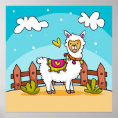 Cute, Colorful Llama Poster (Voorkant)