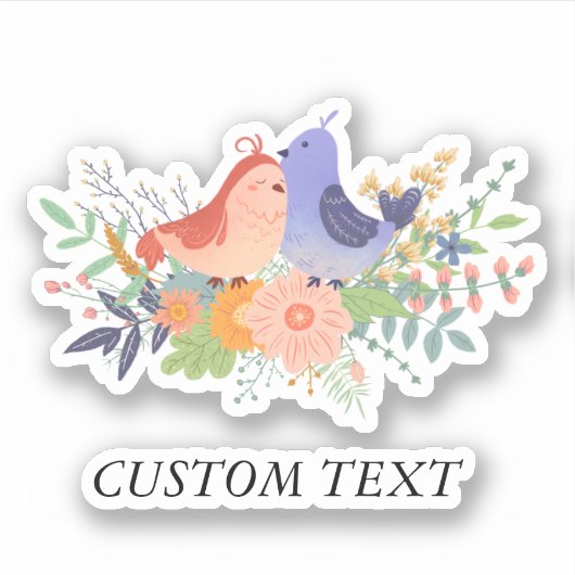 Cute Colorful lovebird spring bloemen bouquet Sticker (Voorkant)