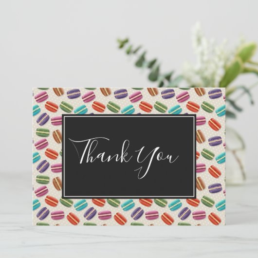 Cute Colorful Macarons Pattern Dank u Bedankkaart (Staand voorkant)