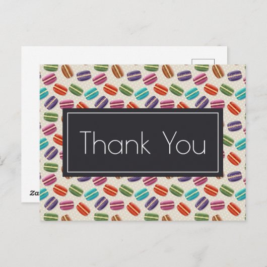 Cute Colorful Macarons Pattern Dank u Briefkaart (Voorkant / Achterkant)