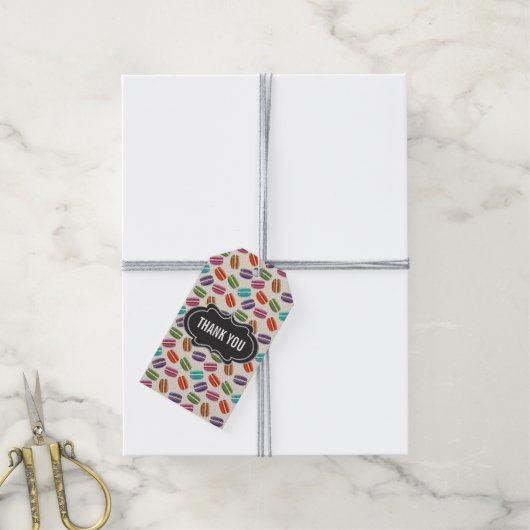 Cute Colorful Macarons Pattern Dank u Cadeaulabel (Met Touw)