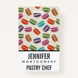 Cute Colorful Macarons Pattern met Polka Dots Badge