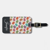 Cute Colorful Macarons Pattern met Polka Dots Bagagelabel (Voorkant horizontaal)